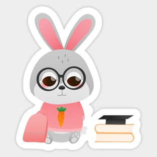 little bunny studying in school Sticker
